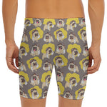 Pilot Pug Pattern Print Men's Long Boxer Briefs