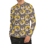 Pilot Pug Pattern Print Men's Long Sleeve Rash Guard