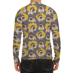 Pilot Pug Pattern Print Men's Long Sleeve Rash Guard