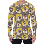 Pilot Pug Pattern Print Men's Long Sleeve T-Shirt