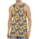 Pilot Pug Pattern Print Men's Muscle Tank Top