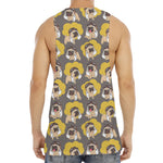 Pilot Pug Pattern Print Men's Muscle Tank Top