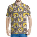Pilot Pug Pattern Print Men's Polo Shirt