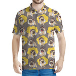 Pilot Pug Pattern Print Men's Polo Shirt