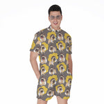 Pilot Pug Pattern Print Men's Rompers