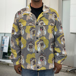 Pilot Pug Pattern Print Men's Shirt Jacket
