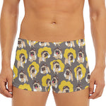 Pilot Pug Pattern Print Men's Short Boxer Briefs