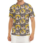 Pilot Pug Pattern Print Men's Short Sleeve Rash Guard