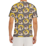 Pilot Pug Pattern Print Men's Short Sleeve Rash Guard