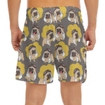Pilot Pug Pattern Print Men's Split Running Shorts