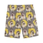 Pilot Pug Pattern Print Men's Sports Shorts