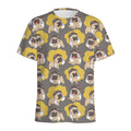 Pilot Pug Pattern Print Men's Athletic T-Shirt