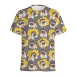 Pilot Pug Pattern Print Men's Sports T-Shirt