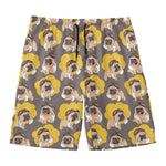 Pilot Pug Pattern Print Men's Swim Trunks