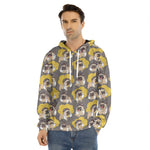 Pilot Pug Pattern Print Men's Velvet Pullover Hoodie