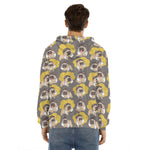Pilot Pug Pattern Print Men's Velvet Pullover Hoodie