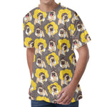 Pilot Pug Pattern Print Men's Velvet T-Shirt