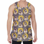Pilot Pug Pattern Print Men's Velvet Tank Top