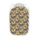 Pilot Pug Pattern Print Mesh Laundry Hamper