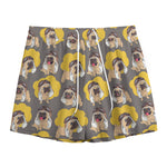 Pilot Pug Pattern Print Mesh Shorts