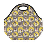 Pilot Pug Pattern Print Neoprene Lunch Bag