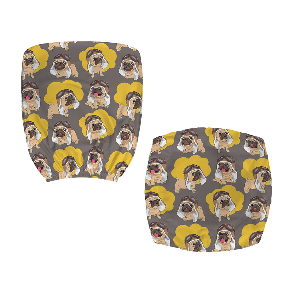 Pilot Pug Pattern Print Office Chair Cover