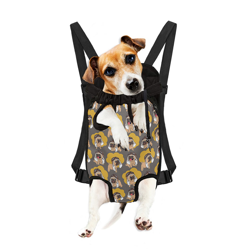 Pilot Pug Pattern Print Pet Carrier Backpack