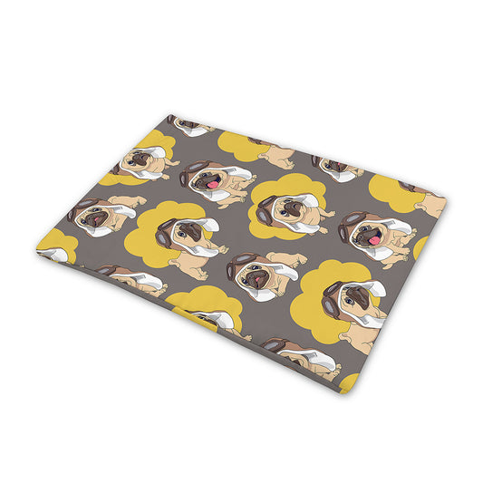 Pilot Pug Pattern Print Pet Cooling Mat Cover