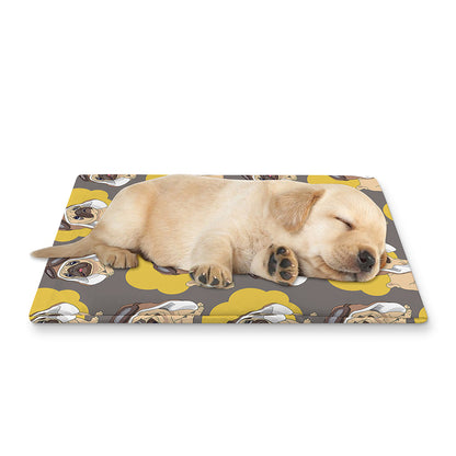 Pilot Pug Pattern Print Pet Cooling Mat Cover