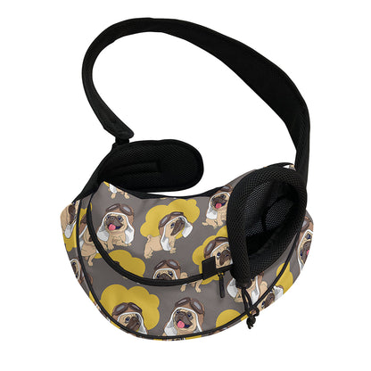 Pilot Pug Pattern Print Pet Sling Carrier