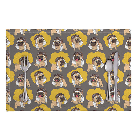 Pilot Pug Pattern Print Placemat