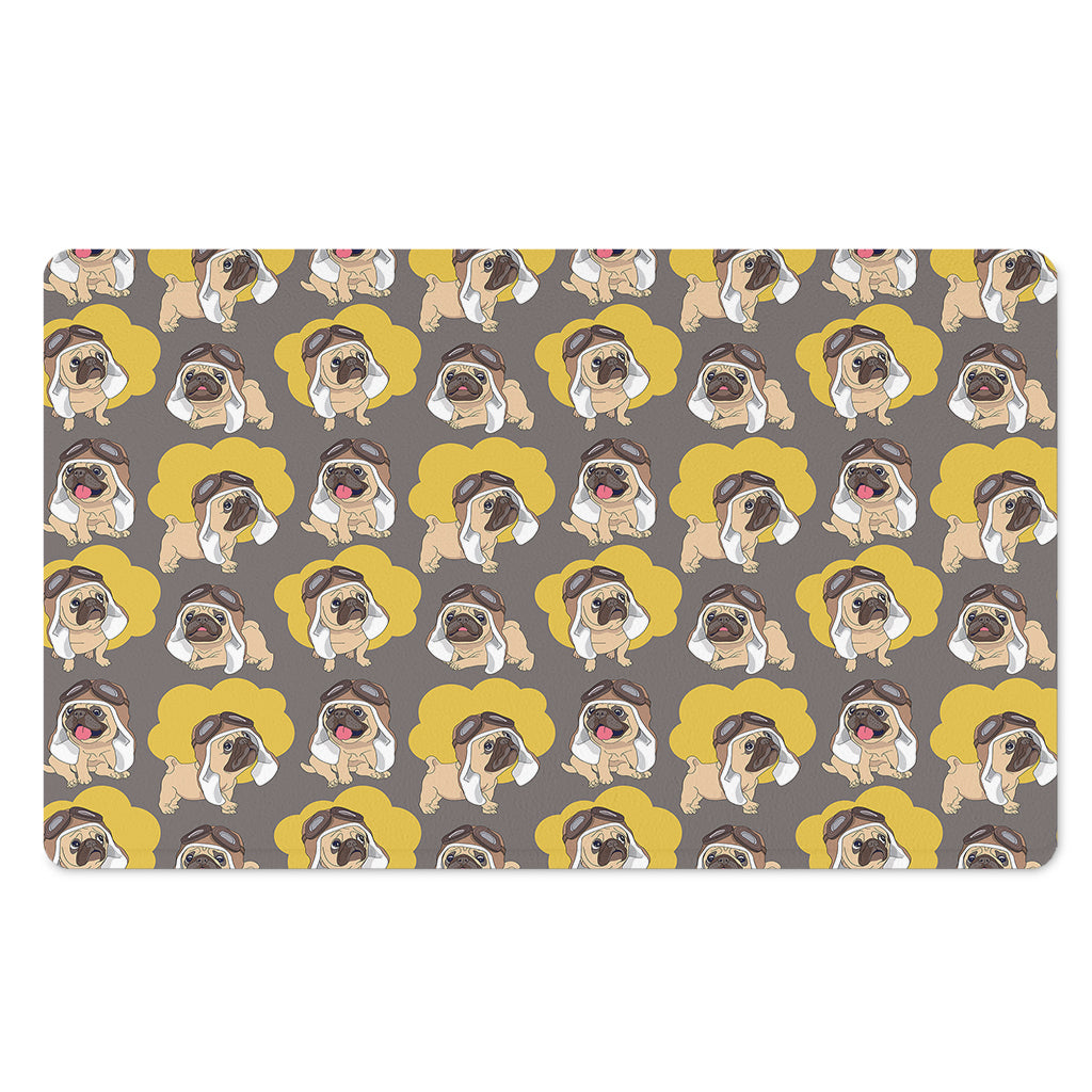 Pilot Pug Pattern Print Polyester Doormat