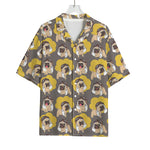 Pilot Pug Pattern Print Rayon Hawaiian Shirt