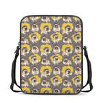 Pilot Pug Pattern Print Rectangular Crossbody Bag