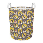 Pilot Pug Pattern Print Round Laundry Basket