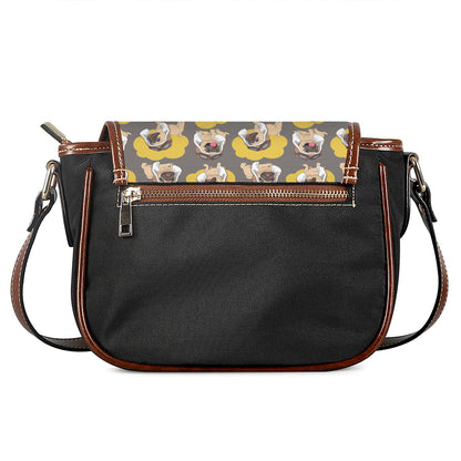 Pilot Pug Pattern Print Saddle Bag