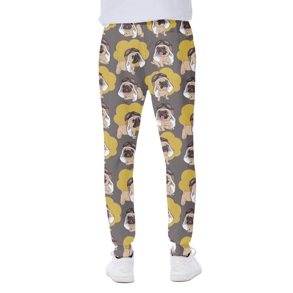 Pilot Pug Pattern Print Scuba Joggers