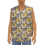 Pilot Pug Pattern Print Sleeveless Baseball Jersey