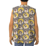 Pilot Pug Pattern Print Sleeveless Baseball Jersey
