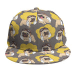 Pilot Pug Pattern Print Snapback Cap