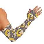 Pilot Pug Pattern Print Sun Protection Arm Sleeves