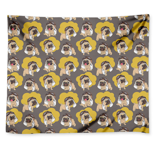 Pilot Pug Pattern Print Tapestry