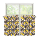 Pilot Pug Pattern Print Tier Curtains