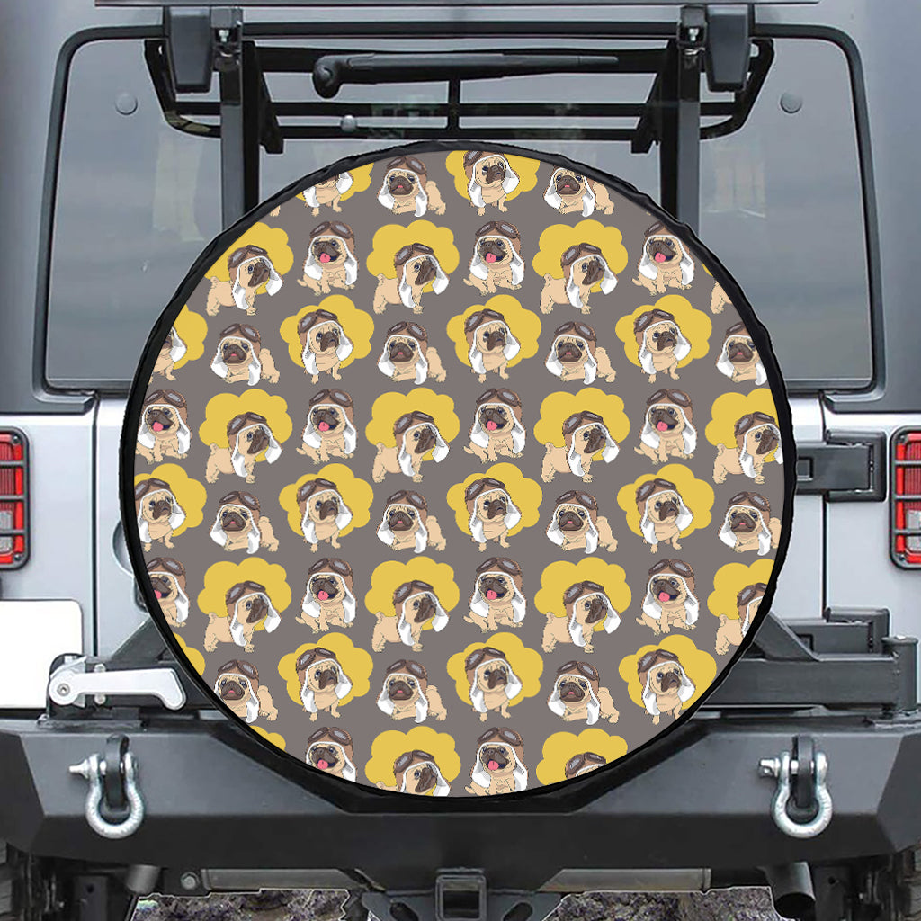 Pilot Pug Pattern Print Tire Cover