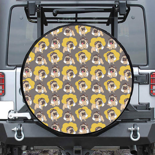 Pilot Pug Pattern Print Tire Cover