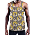 Pilot Pug Pattern Print Men's Workout Tank Top