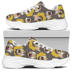 Pilot Pug Pattern Print White Chunky Shoes