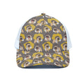 Pilot Pug Pattern Print White Mesh Trucker Hat