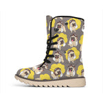 Pilot Pug Pattern Print Winter Boots