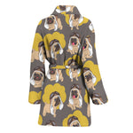 Pilot Pug Pattern Print Women's Bathrobe